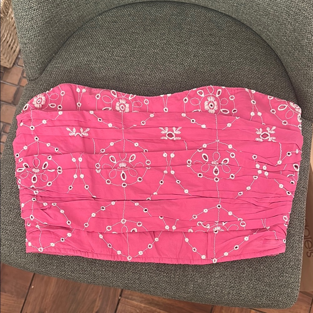 Zara Pink Embroidered Tube Top
